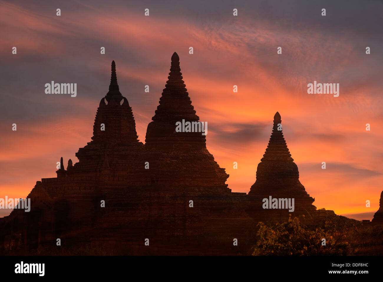 Stupas, monasteries and pagodas in Bagan Archaeological Zone Myanmar Stock Photo