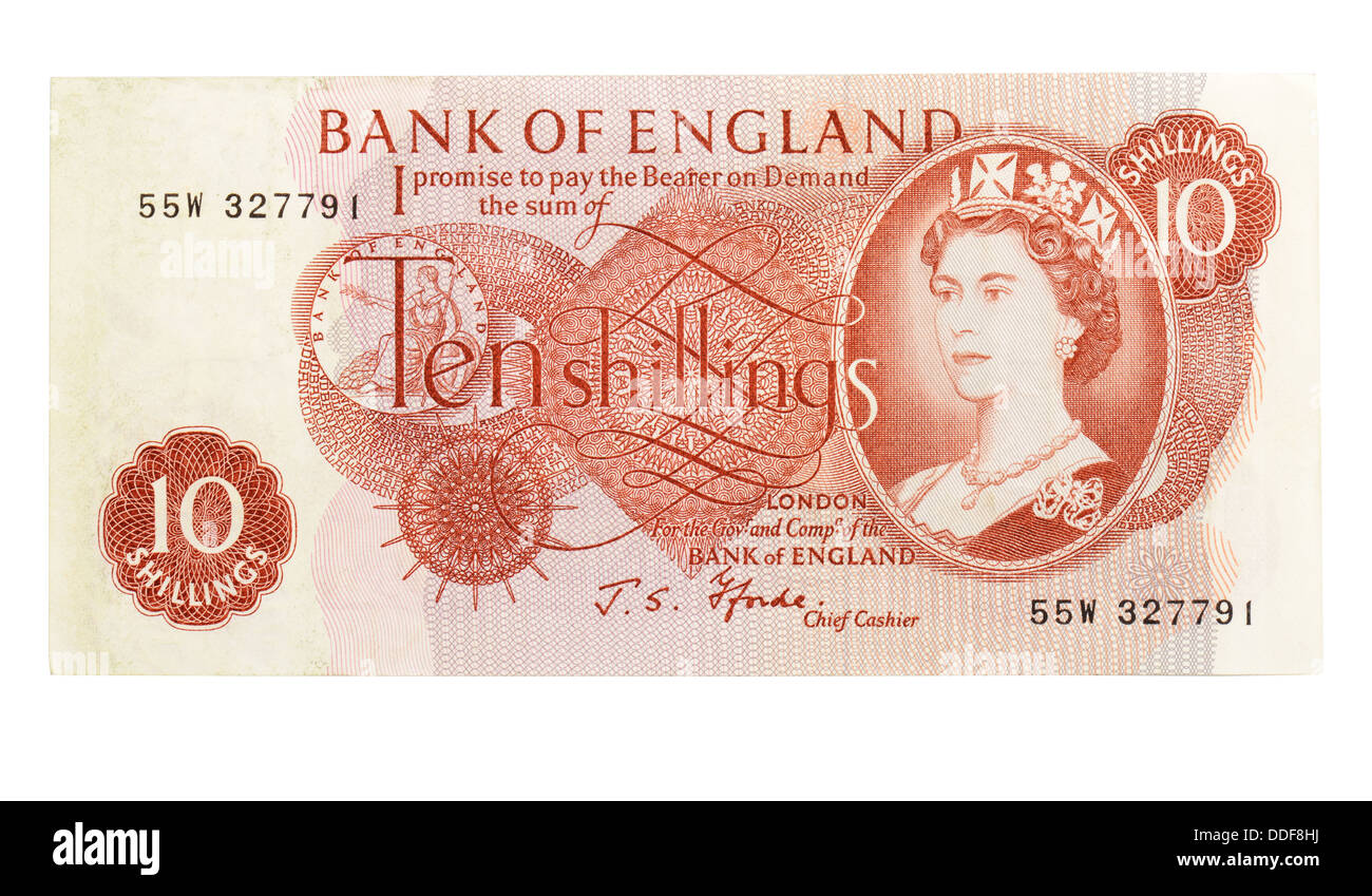 Ten Shillings, ten shilling note Stock Photo