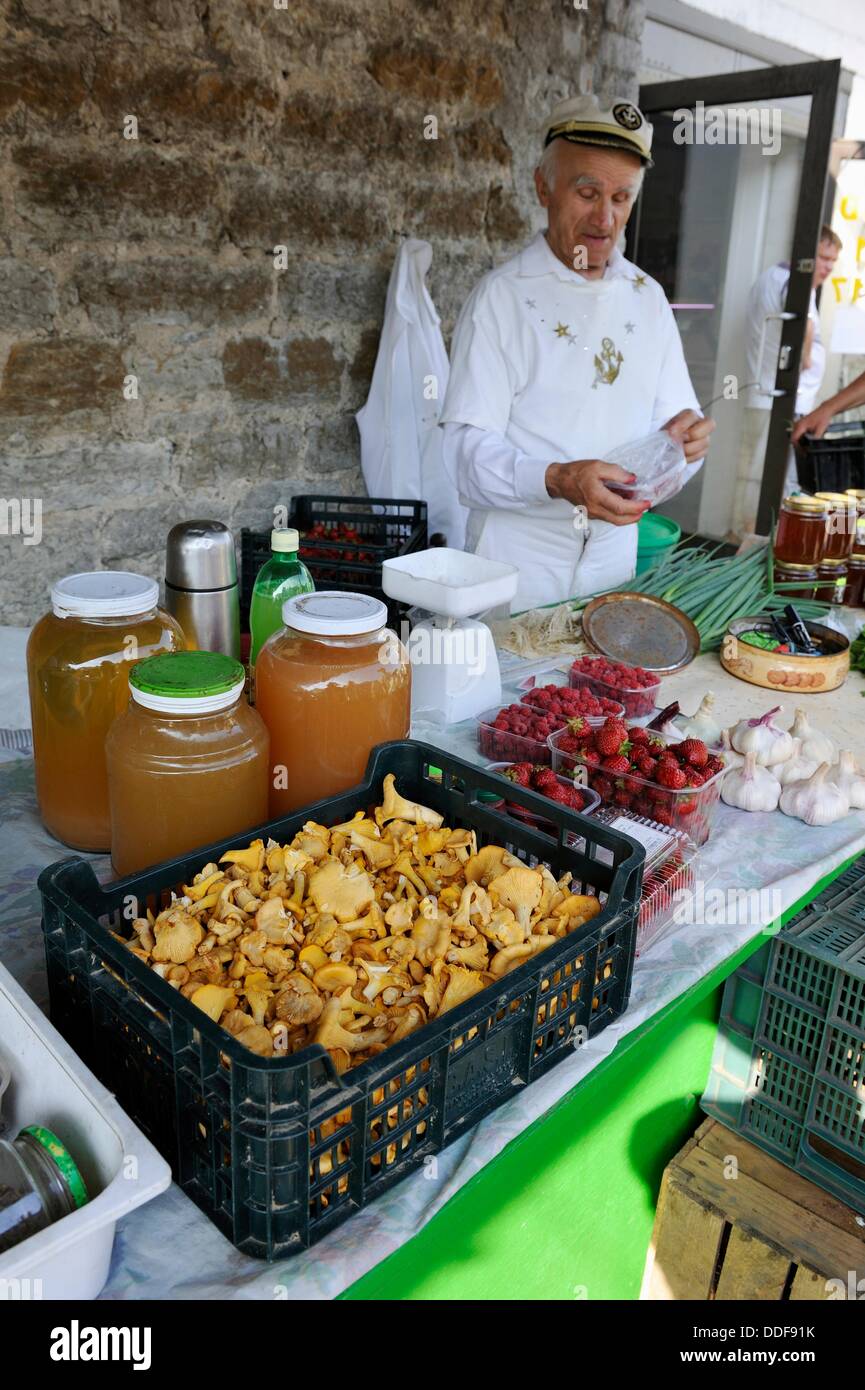 chanterelles at the market in Kalamaja district, Tallinn, estonia