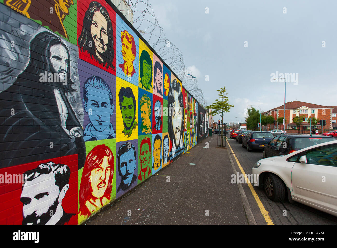 Political murals colorfully painted on a wall in Belfast, Northern Ireland Stock Photo