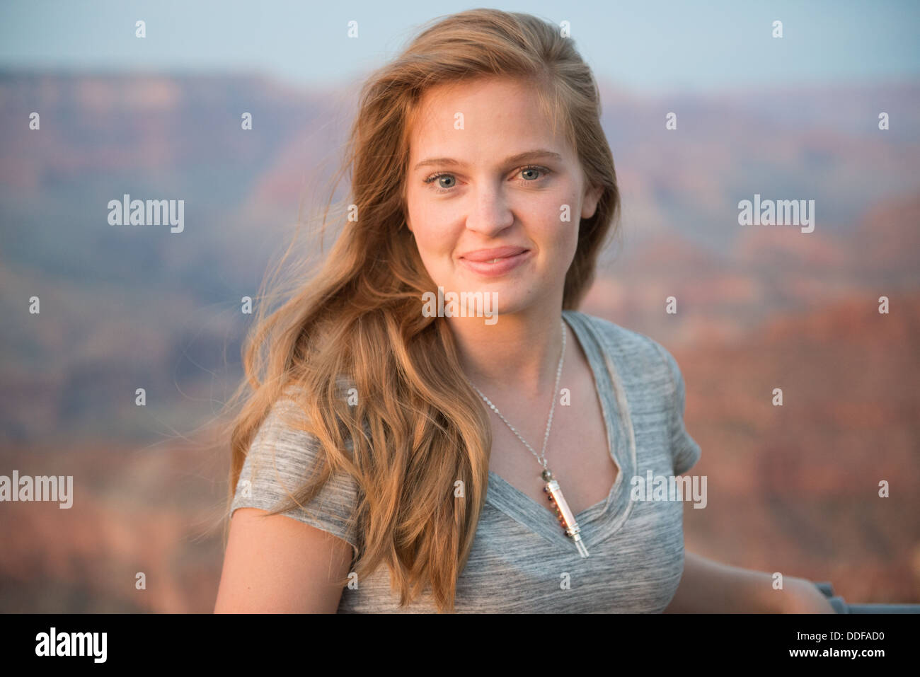 Grand Canyon Portrait of a Young Woman Stock Photo