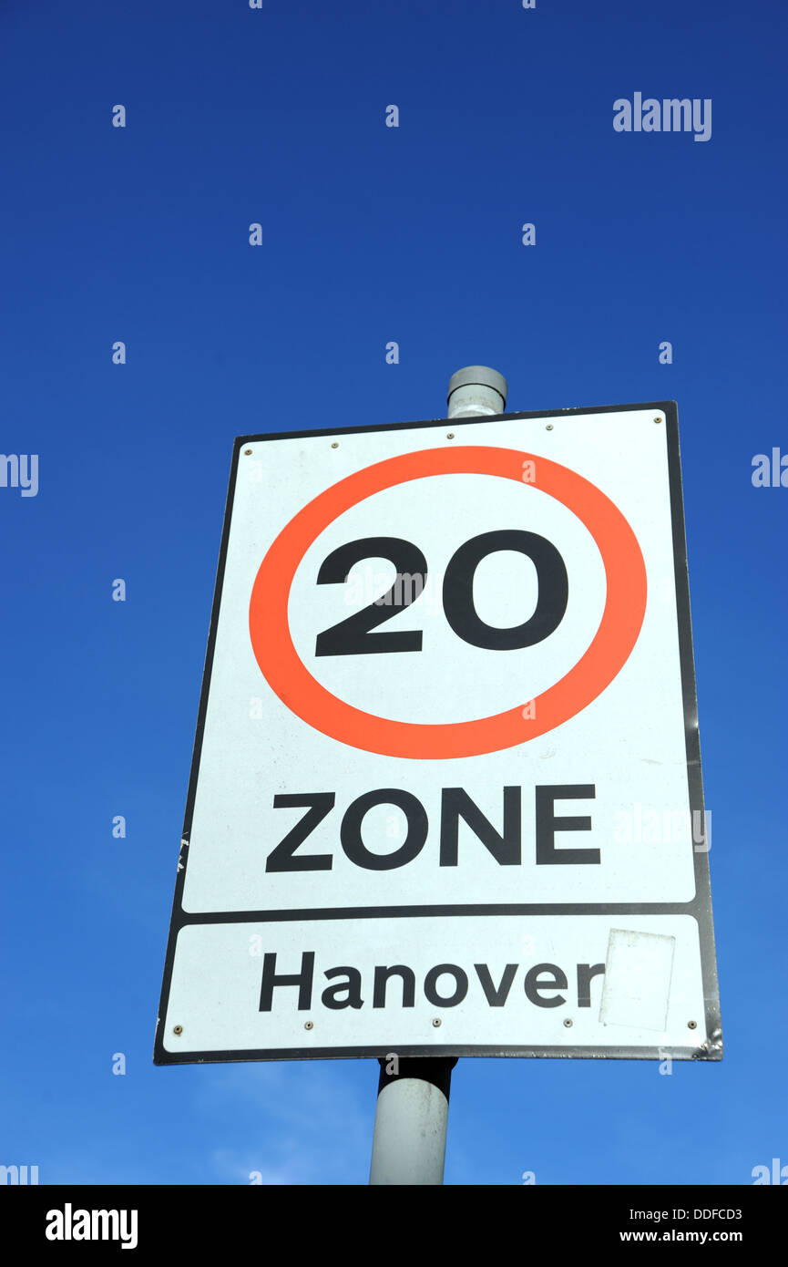 20 MPH speed limit area in Hanover district of Brighton UK Stock Photo