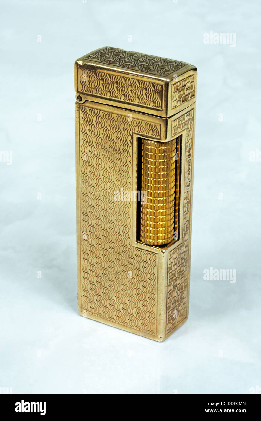 Dunhill Solid Gold Cigarette Lighter. Stock Photo