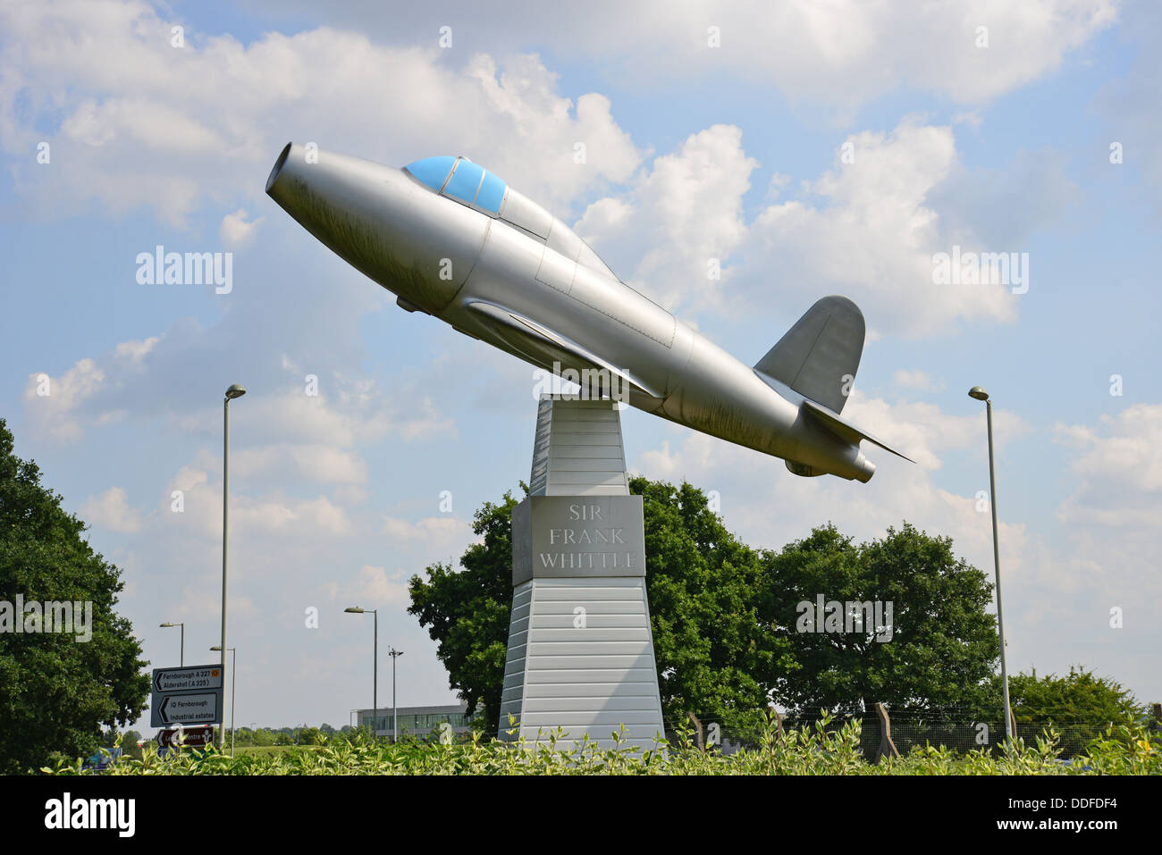 A monument to the Gloster E.28/39 aircraft, outside Farnborough Airport