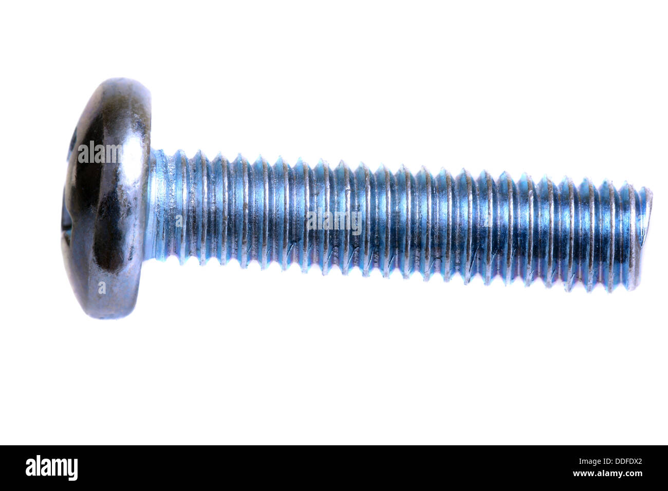 Macro shot of a silver screw isolated on a white background Stock Photo