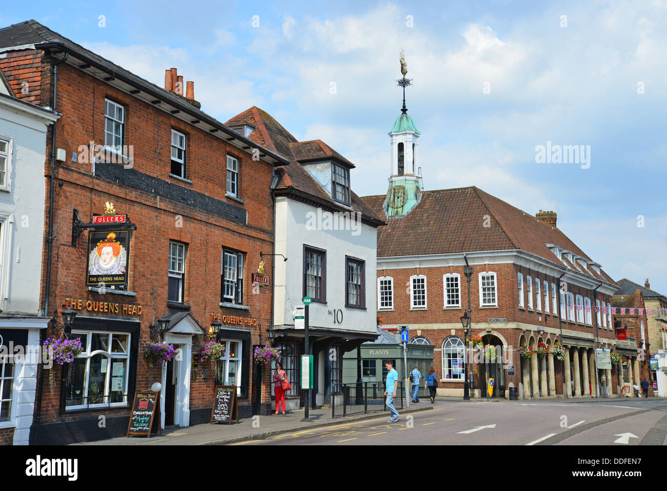 West Street showing Town Hall Exchange, Farnham, Surrey, England ...