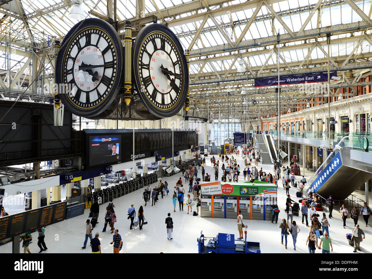 Waterloo Train Station and clock, Waterloo Station, London, Britain, UK Stock Photo