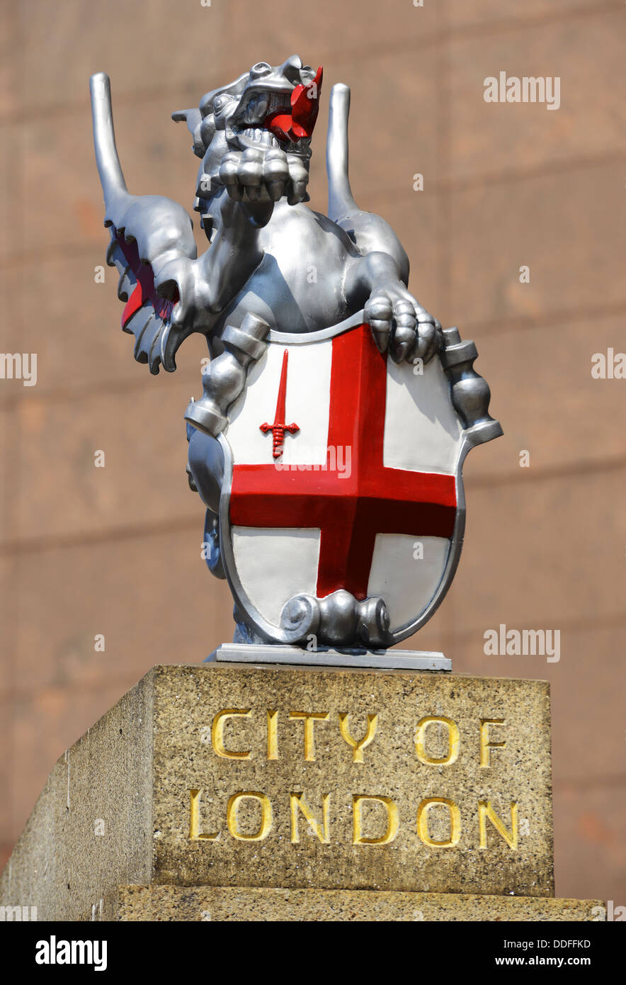 City of London statue. Dragon boundary mark statue marking boundary of the City of London, England, UK Stock Photo