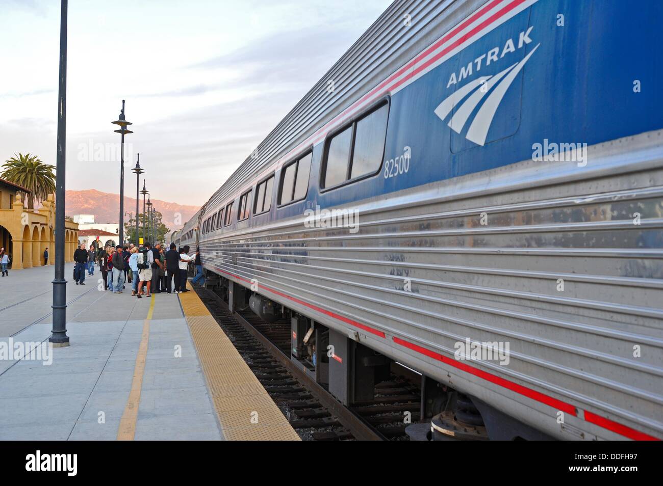 Amtrak train boarding at Santa Barbara, California, USA Stock Photo Alamy