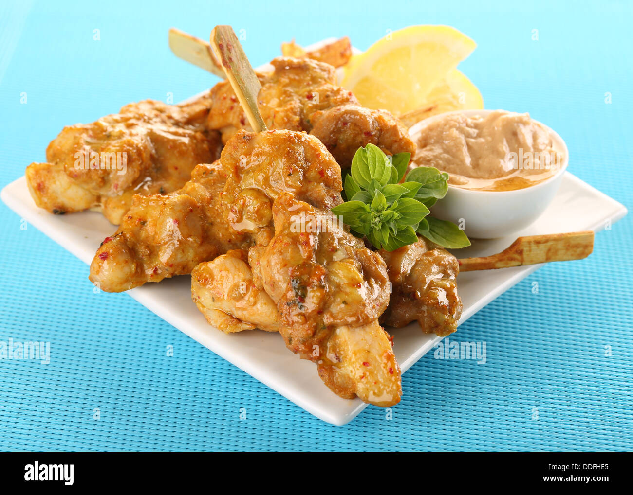 THAI CHICKEN SATAY / KEBABS Stock Photo