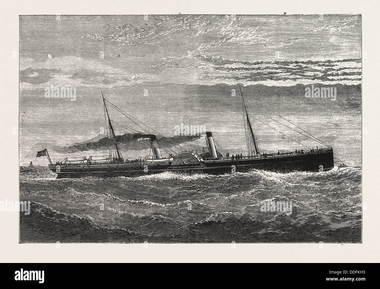 LONDON AND NORTH WESTERN RAILWAY COMPANY's  NEW STEAMER SHAMROCK, ENGRAVING 1876 Stock Photo