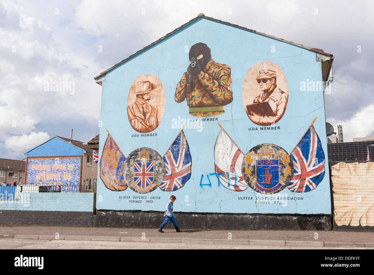 A political mural painted on a wall in Belfast, Northern Ireland