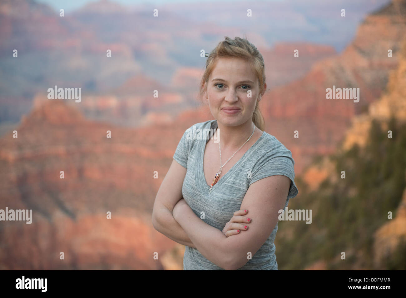 Grand Canyon Portrait of a Young Woman Stock Photo