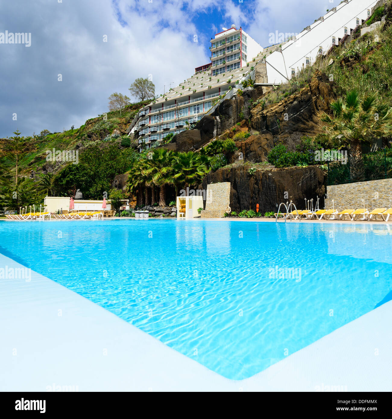 Swimming pool and hotel, Funchal, Madeira Stock Photo