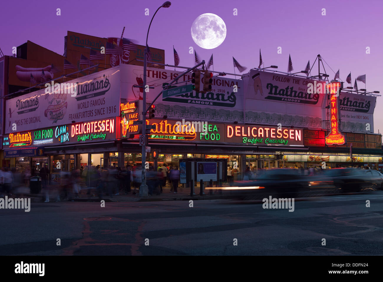 Nathans coney island night hi-res stock photography and images - Alamy