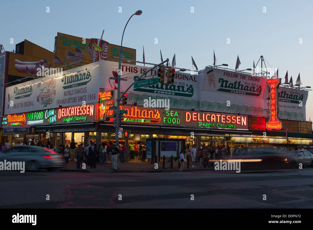 NATHANS FAMOUS HOT DOG STAND SURF AVENUE CONEY ISLAND BROOKLYN NEW YORK USA Stock Photo