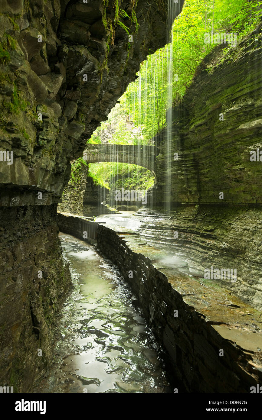 Waterfalls at Watkins Glen (long exposure photography) Stock Photo