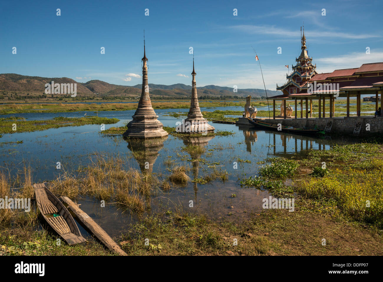 Takhaung Mwetaw Pagoda (Tharkong) Southern Lake, Inle Lake, Shan State, Burma (Myanmar). Stock Photo