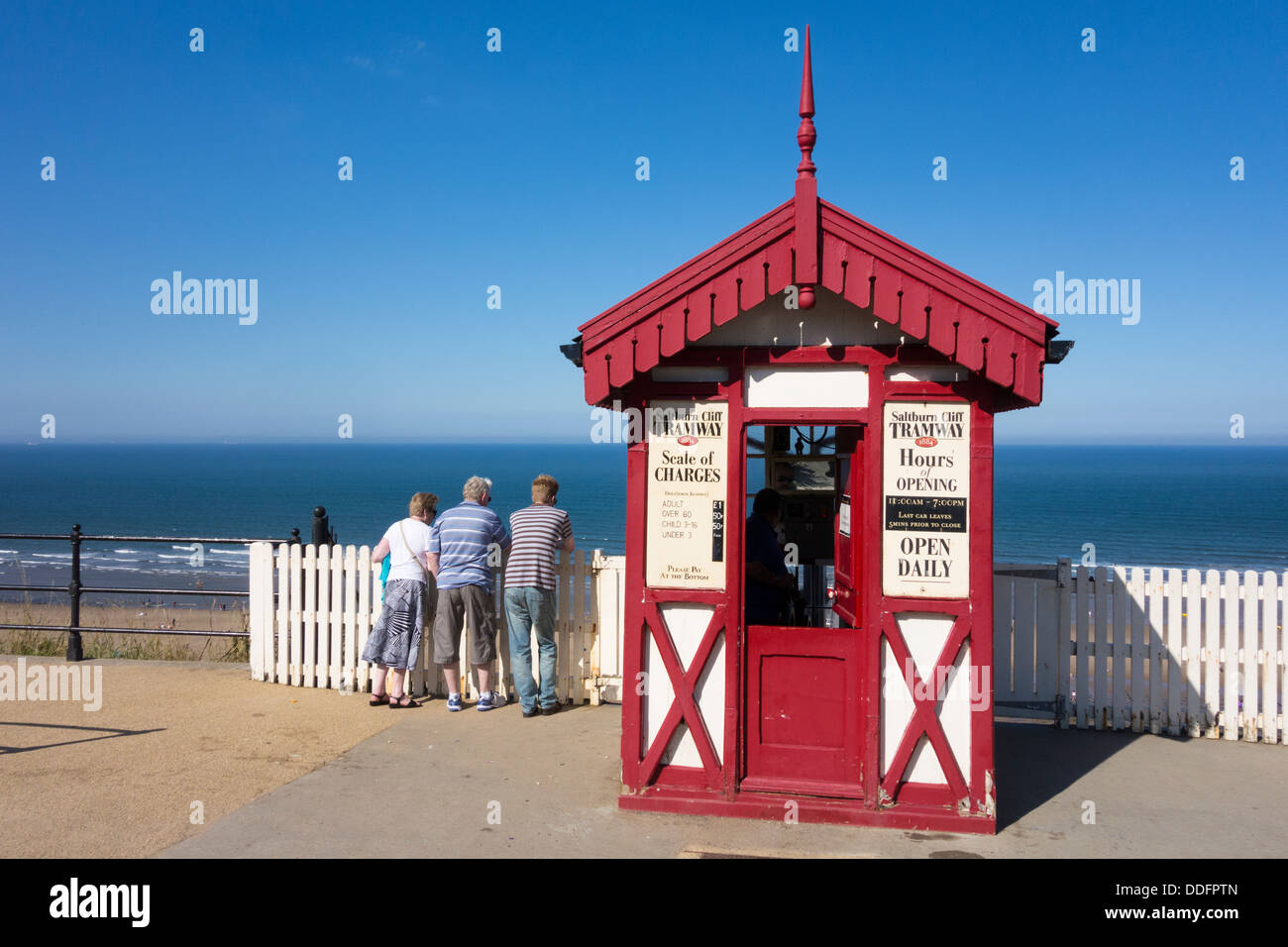 Saltburn's Cliff lift ticket office. Saltburn by the sea, North Yorkshire, England, UK Stock Photo