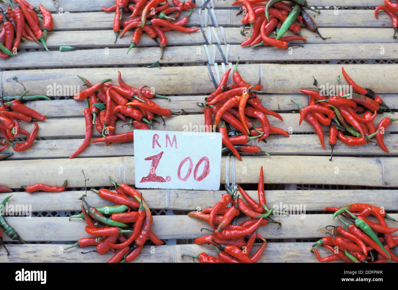 Malaysia, Sarawak (Borneo), Kuching, sunday market, chili Stock Photo