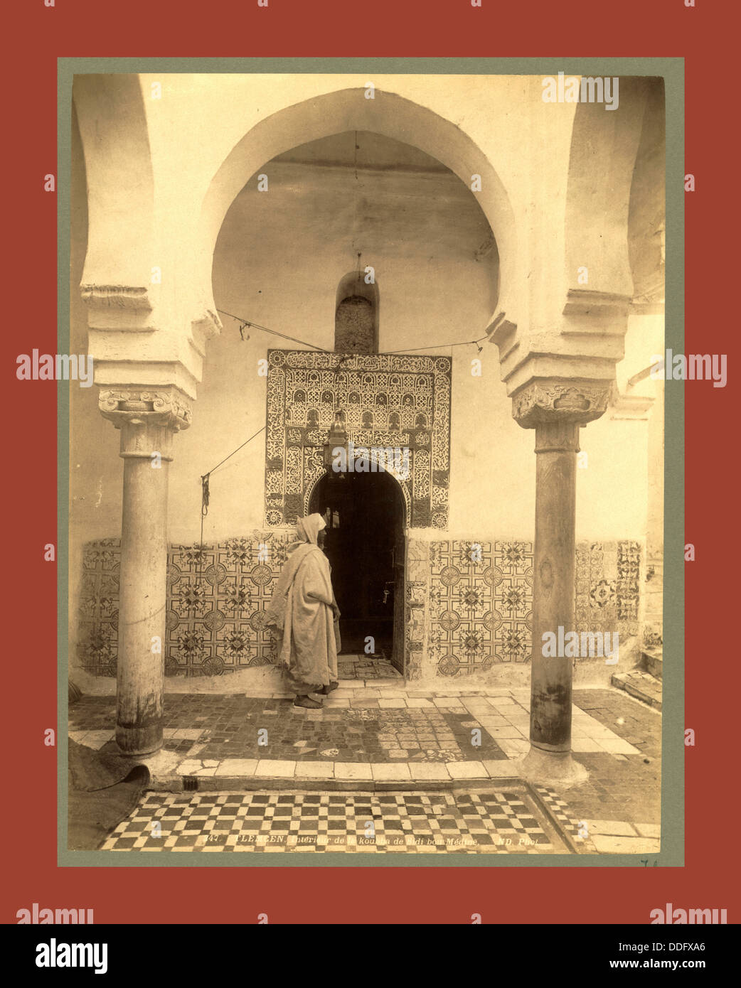 Tlemcen Interior koubha of Sidi bou Medina, Algiers, Neurdein brothers 1860 1890, the Neurdein photographs of Algeria Stock Photo