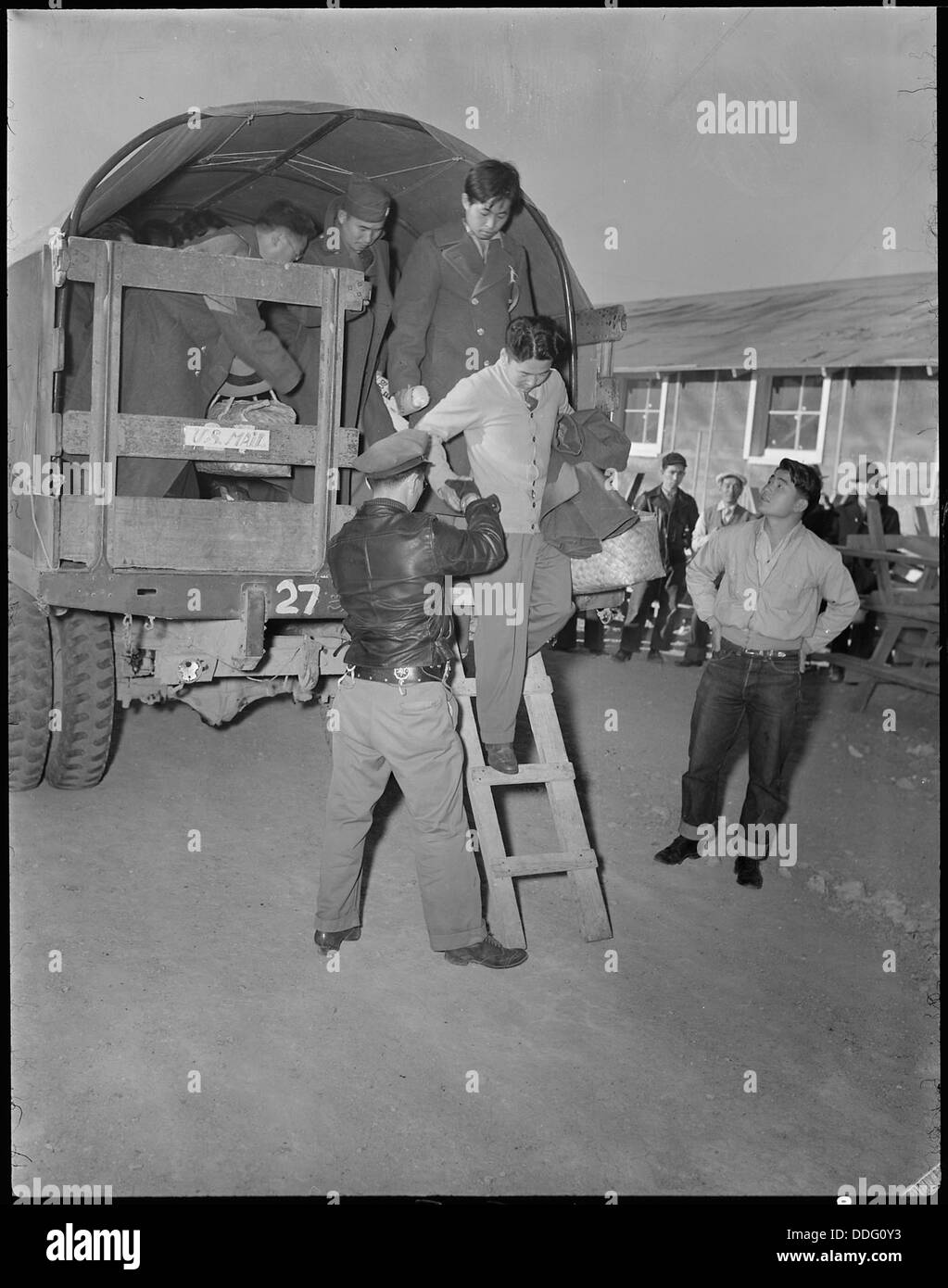 Topaz, Utah. Evacuees from Hawaii were transported from Delta, Utah to this center in army trucks. . . . 536989 Stock Photo