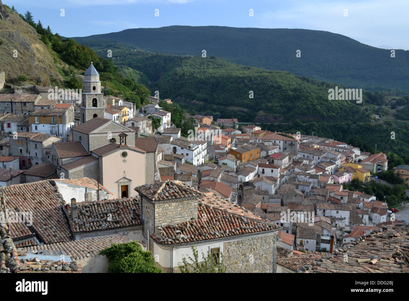 View over San Fele village, near Potenza, Basilicata region, south ...