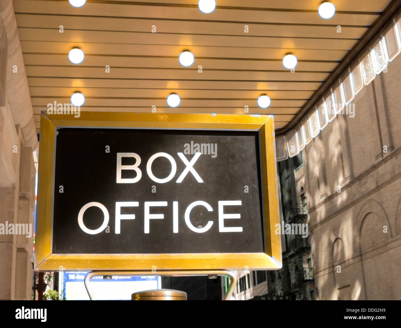 Broadway Theater Box Office Sign, Times Square, NYC, USA Stock Photo