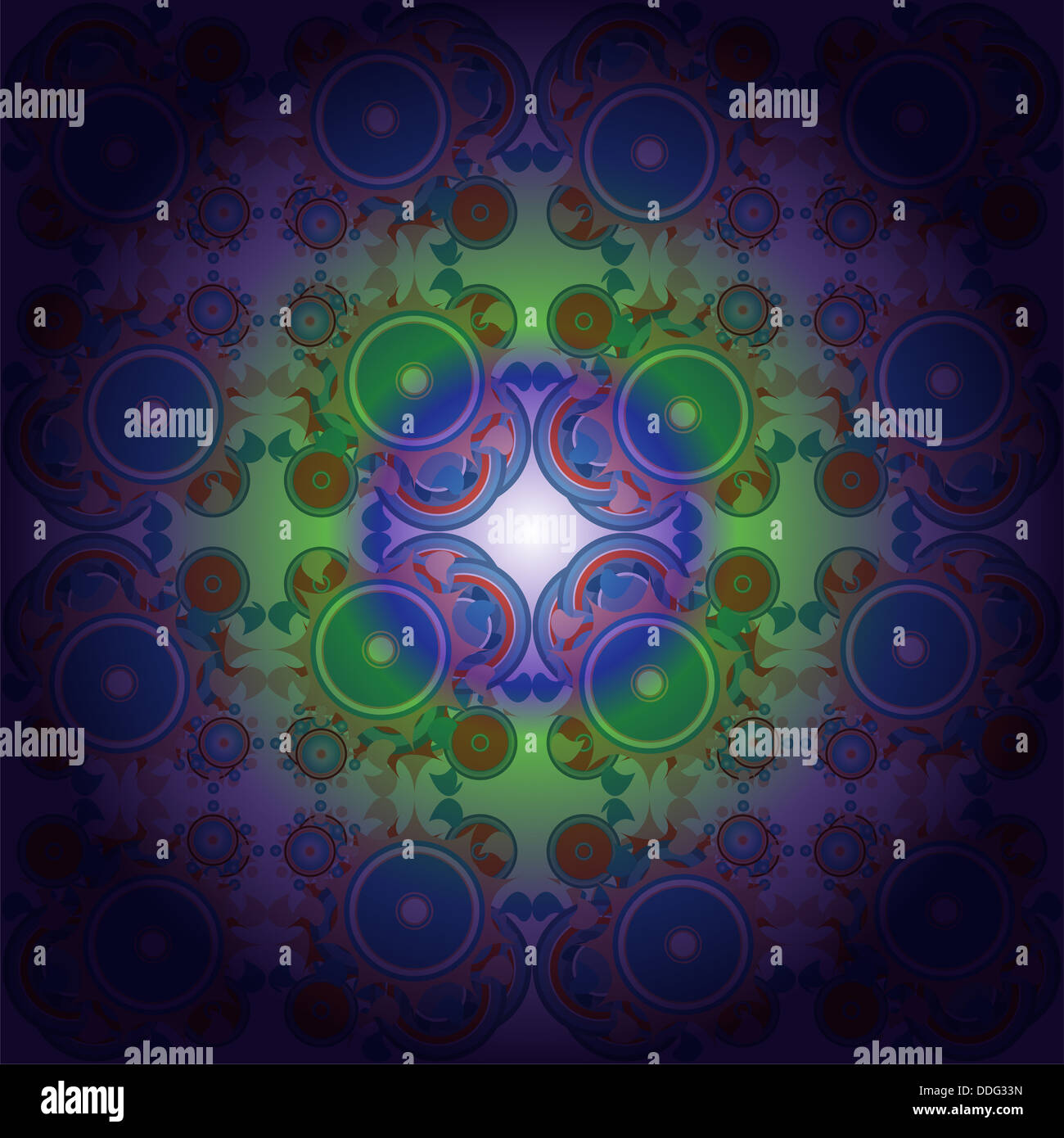 Abstract blue and green transparent waves and random circles Stock ...