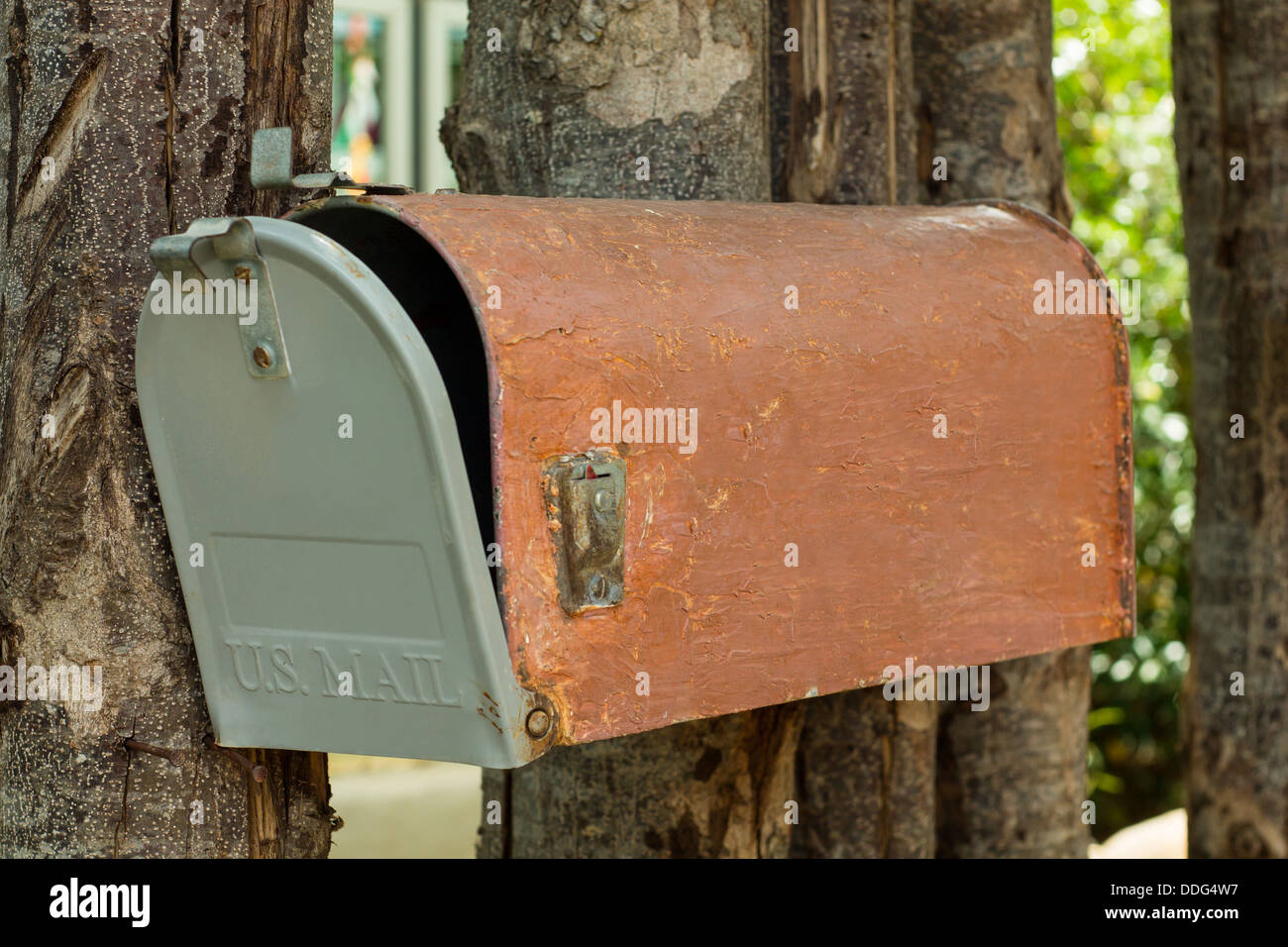a plain red Damaged Mailbox Stock Photo Alamy