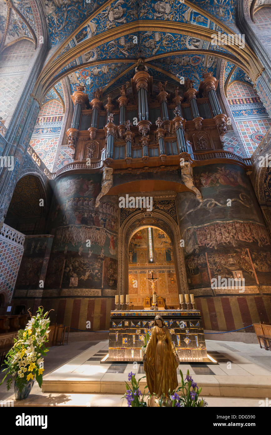 The altar in brick cathedral of Sainte-Cecile, a UNESCO World Heritage Site in Albi, Tarn district of France Stock Photo