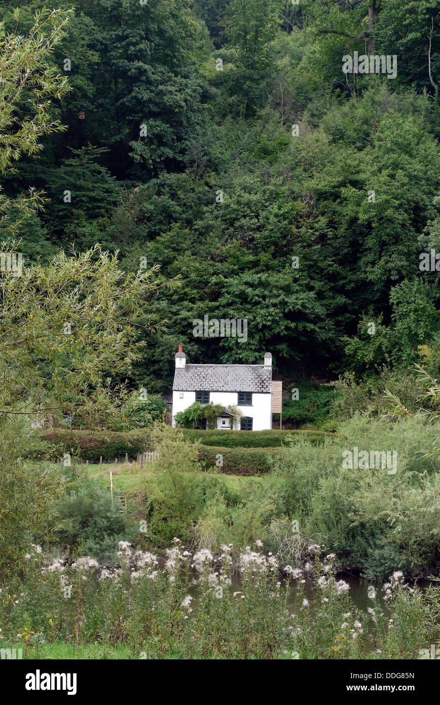 Cottage on River Wye near Symonds Yat, River Wye, England, UK Stock