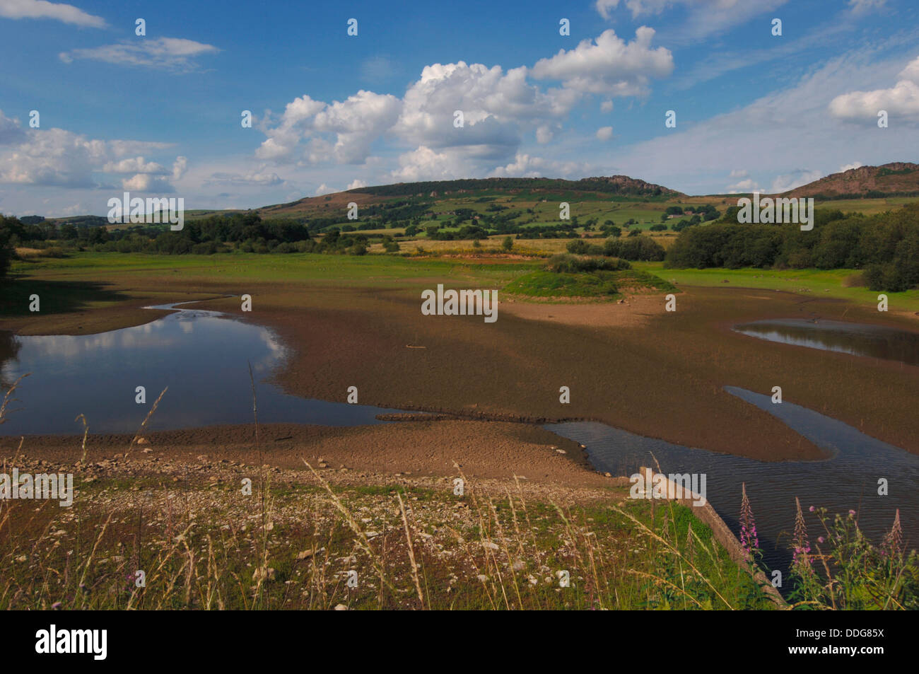 Depleted Water Levels Tittesworth Reservoir Staffordshire UK Stock