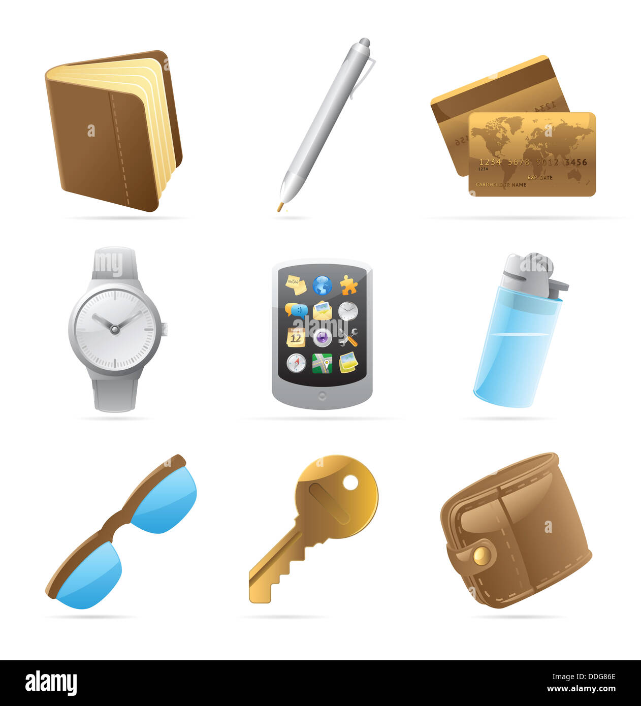 Icons for personal belongings. Stock Photo