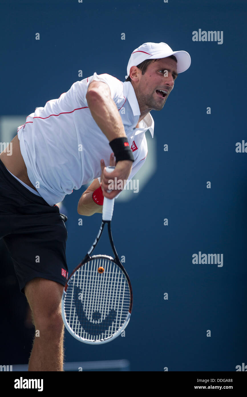 Novak Djokovic (SRB) competing at the 2013 US Open Tennis Championships Stock Photo
