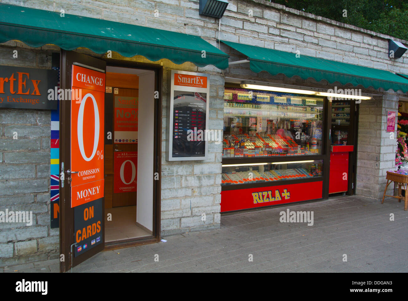 cigarettes in estonia Money exchange and kiosk selling cigarettes Tallinn Estonia the Baltics  Europe Stock Photo