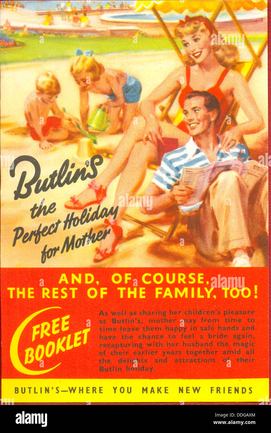 Advertising leaflet for Butlin's Holiday Camps Stock Photo