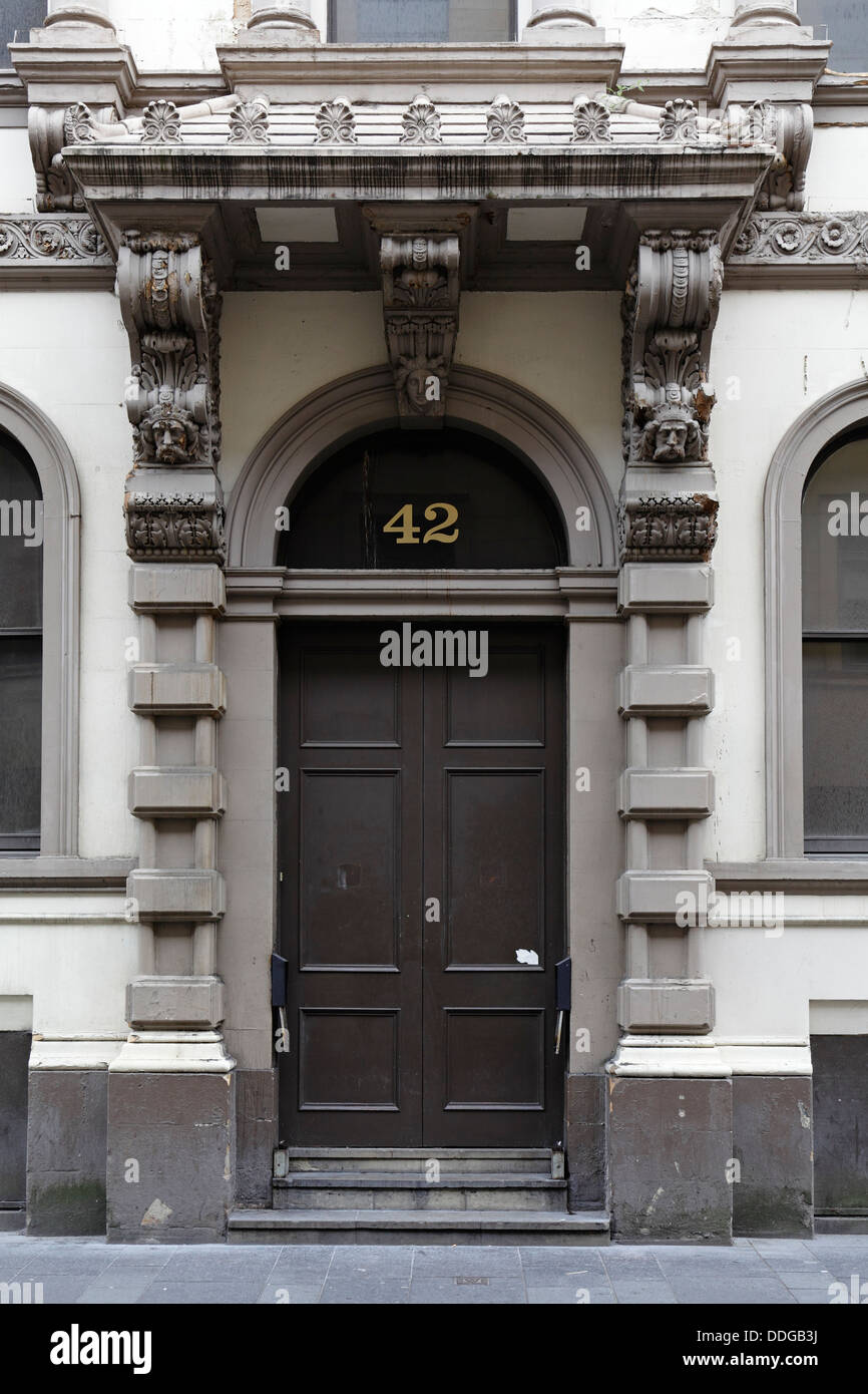 Entrance door at Number 42 Virginia Street in Glasgow's Merchant City, Scotland, UK Stock Photo
