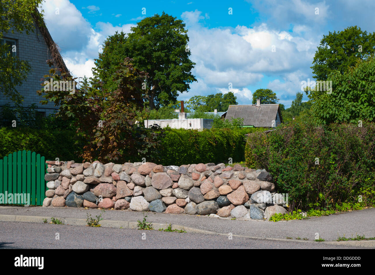 Stone fence Kuressaare town Saaremaa island Estonia northern Europe Stock Photo