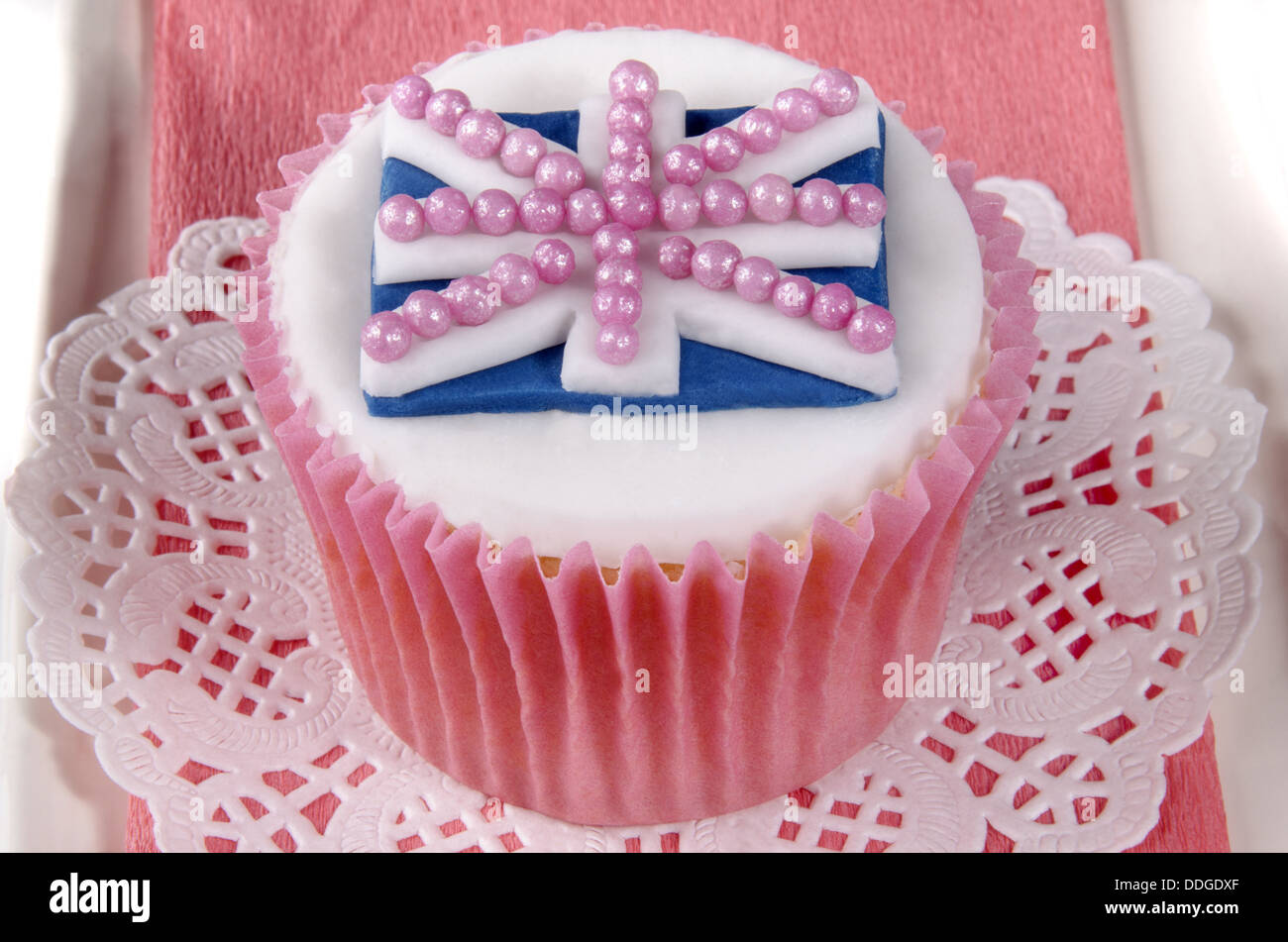 home baked cupcake with union jack Stock Photo Alamy