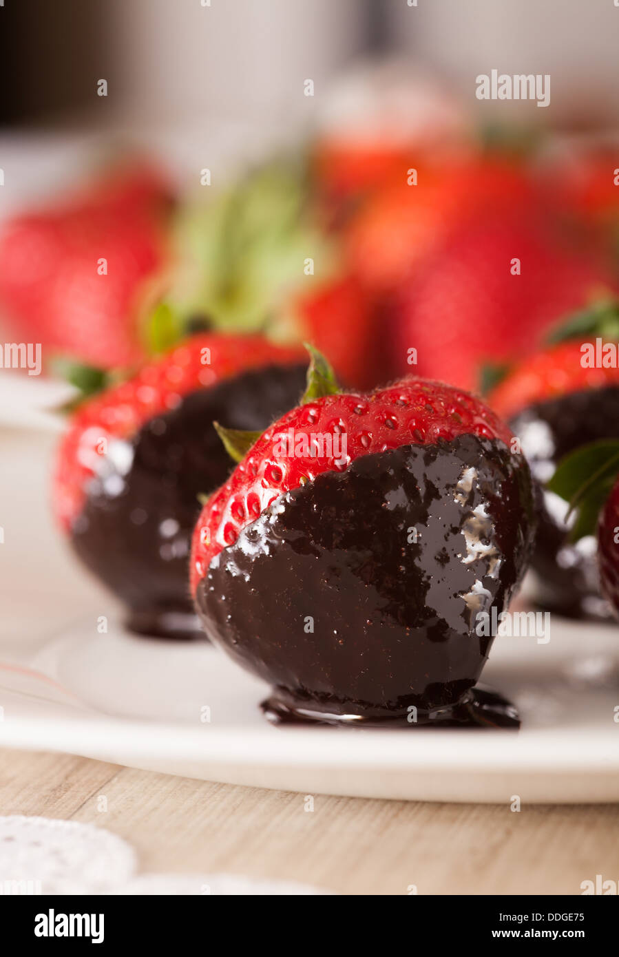 strawberries in chocolate Stock Photo Alamy