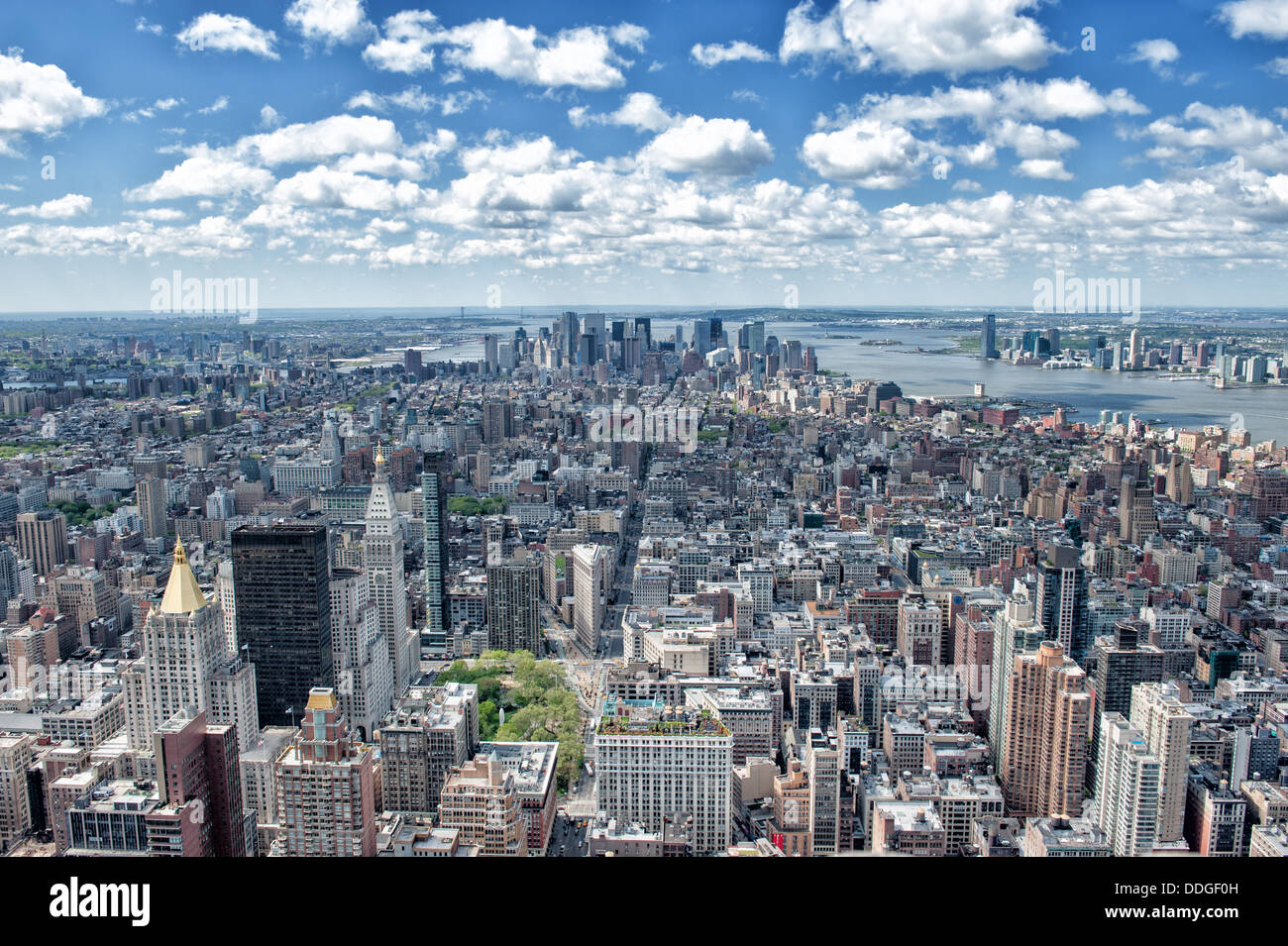 Aerial view of Manhattan, New York City and Hudson River Stock Photo ...