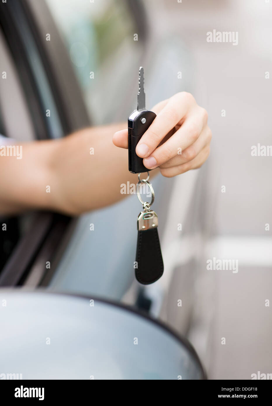 Man With Car Key Outside Stock Photo - Alamy