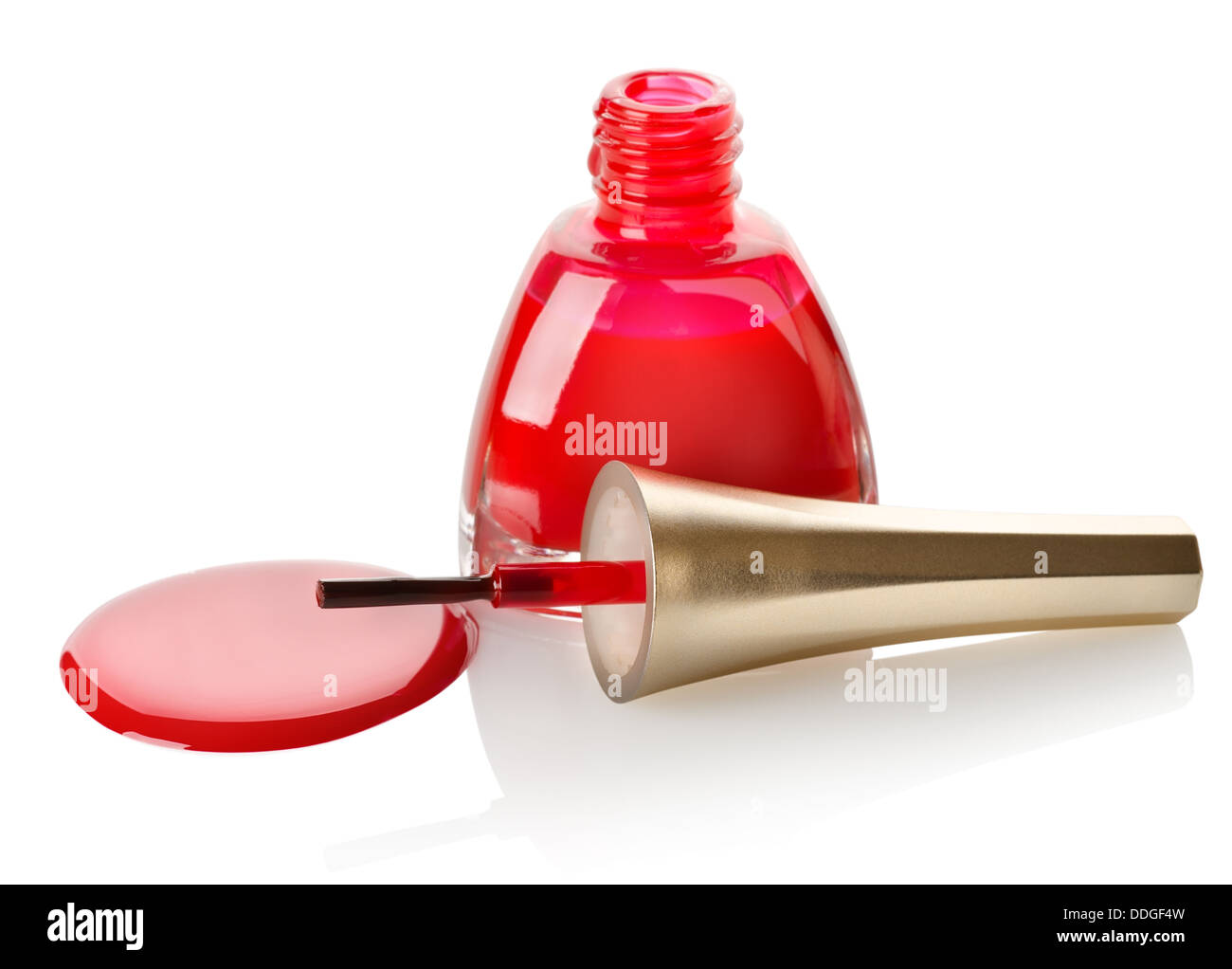 Red nail polish and brush Stock Photo Alamy