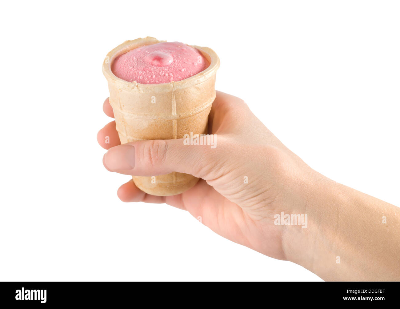 Pink ice cream in hand Stock Photo Alamy