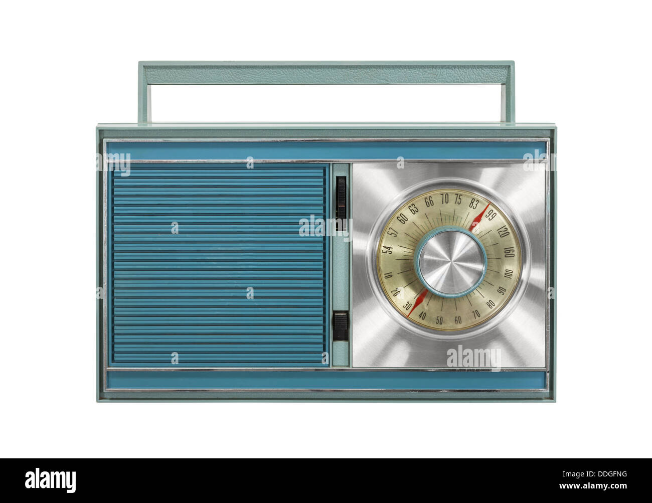 Vintage portable radio isolated with clipping path. Stock Photo