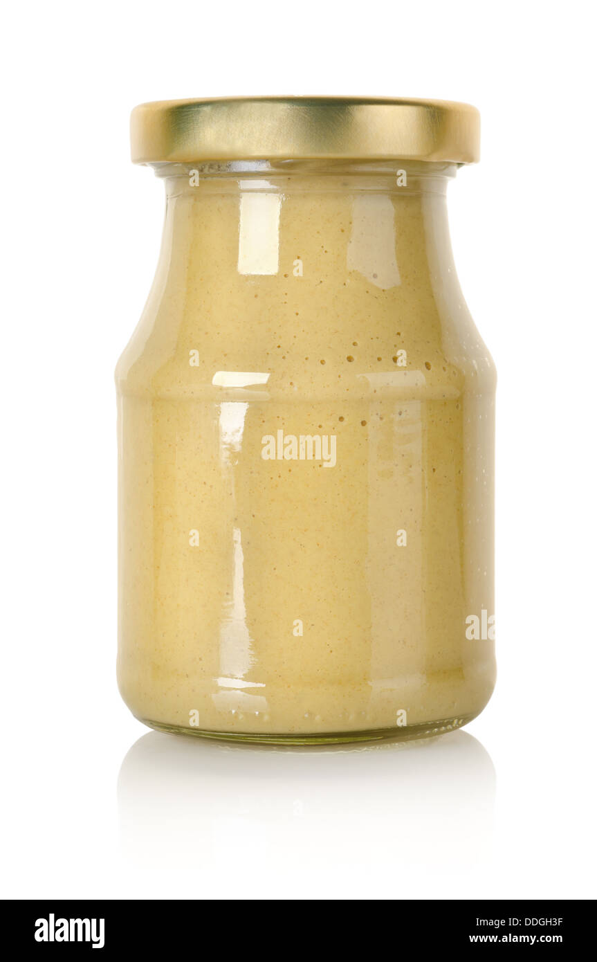 Glass jar of mustard Stock Photo Alamy