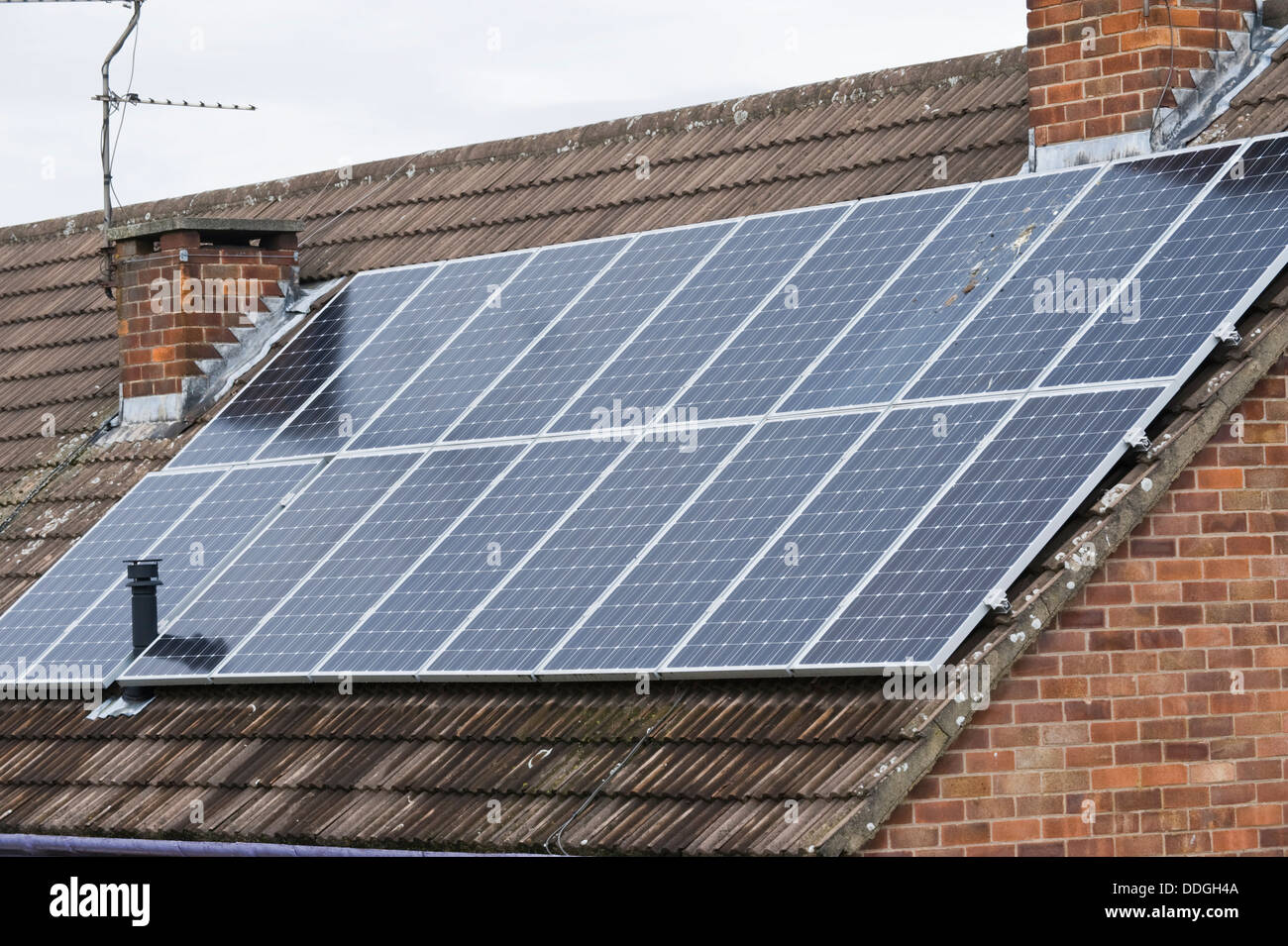 Solar panels on roof of modern house in the city of York North