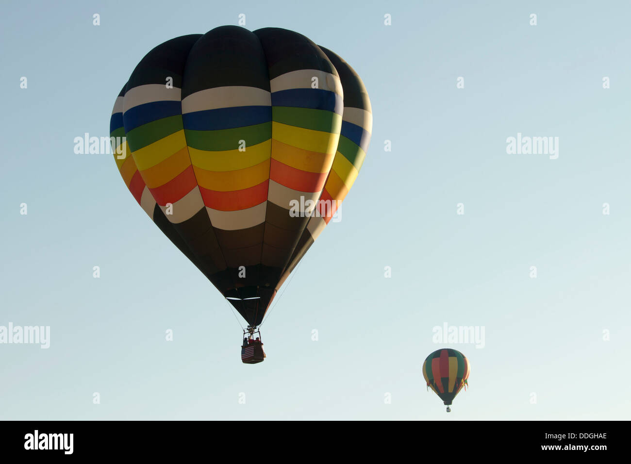 Hot air balloons over far West Texas. Stock Photo