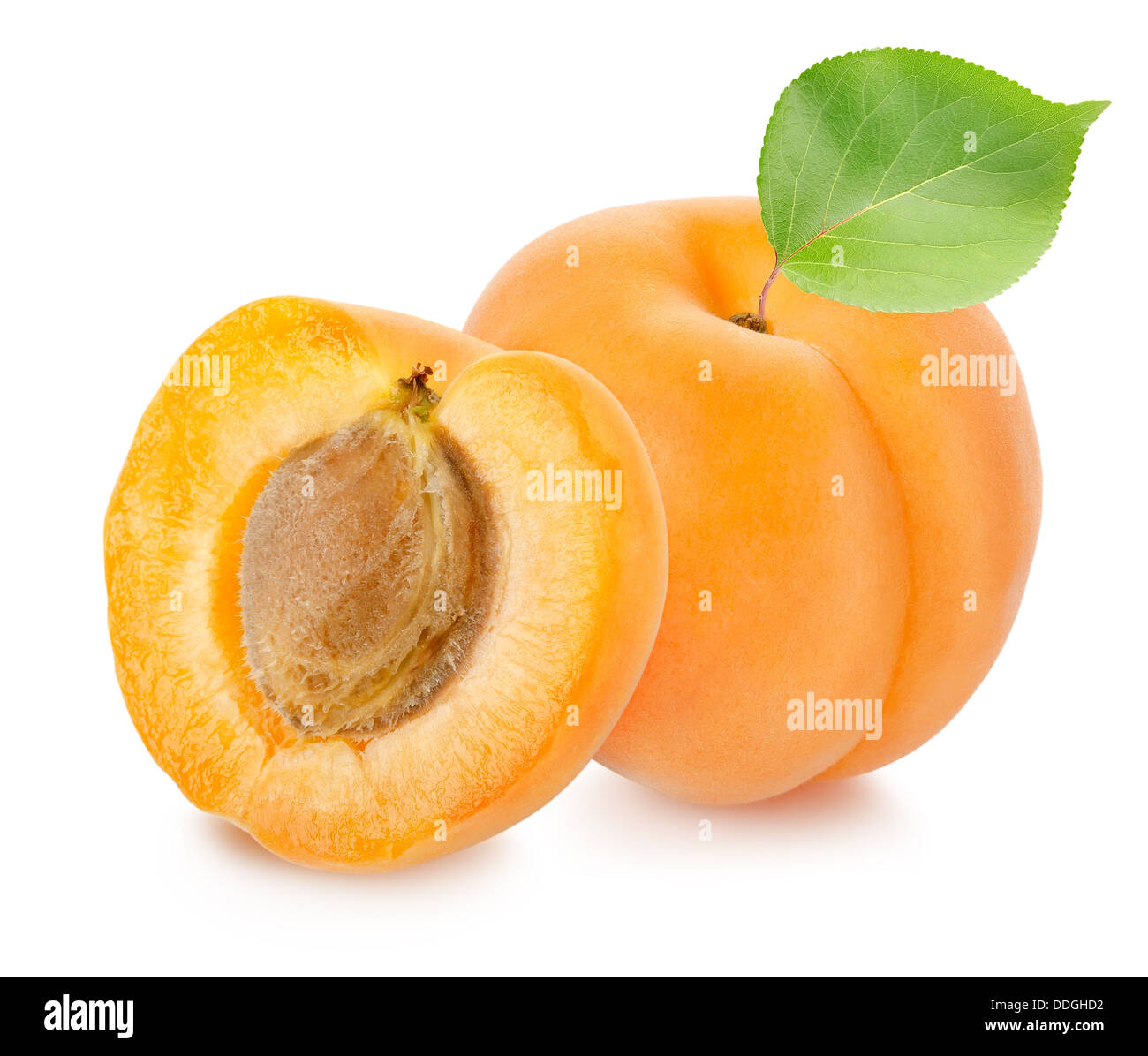 Apricots with leaf Stock Photo Alamy